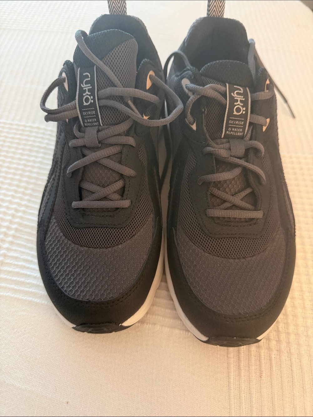 Ryka Charcoal Gray Mesh Lace-Up Sneakers
